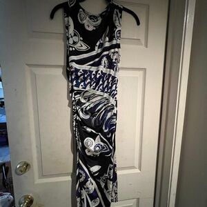 Emilio Pucci Black and Blue Midi Dress